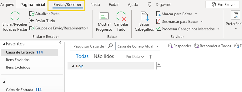Passo 1 - Aba Enviar/Receber no Outlook