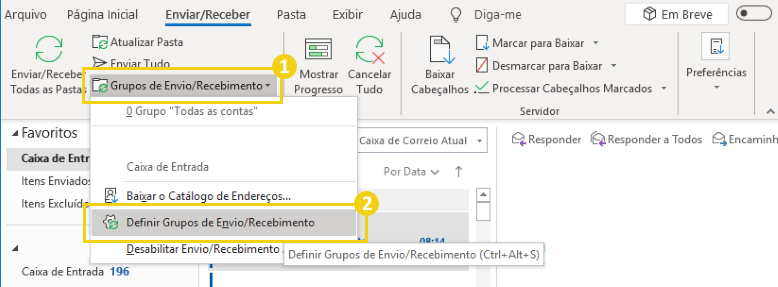 Passo 2 - Definir Grupos de Envio/Recebimento