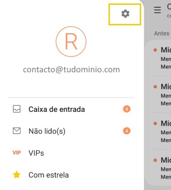 Passo 2 - Ícone de engrenagem