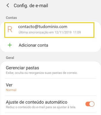 Passo 3 - Selecionar conta de e-mail