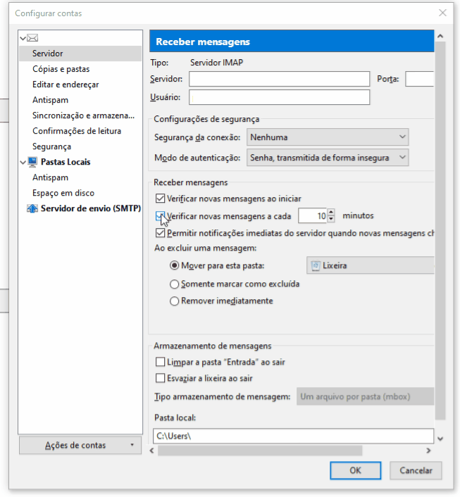 Passo 3 - Desmarcar opções de verificação automática